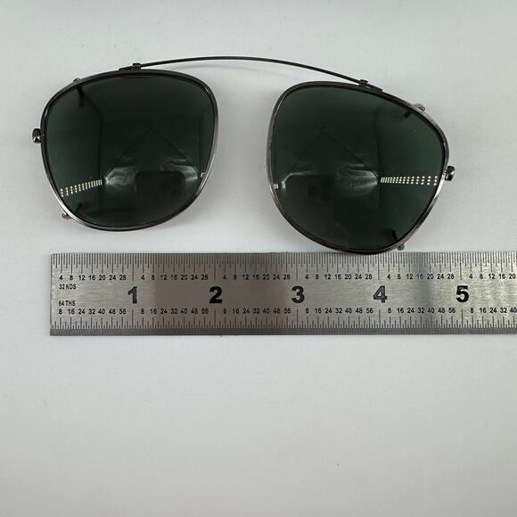 Retro Clip-On Aviator Sunglasses Vintage 90s Green Lens Metal Frame with Case - Picture 3 of 6